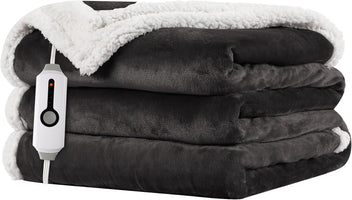 Electric Throw Heated Blanket 50'' x 60''- Soft Plush Flannel Heating Blanket