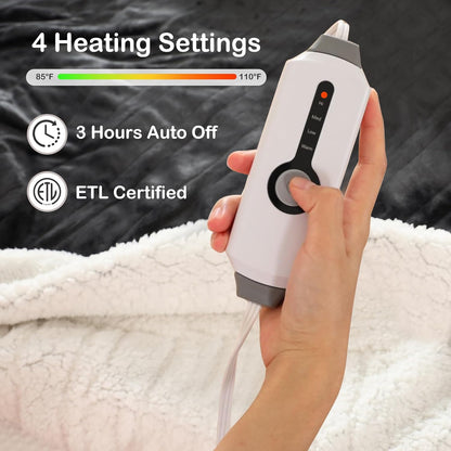 Electric Throw Heated Blanket 50'' x 60''- Soft Plush Flannel Heating Blanket