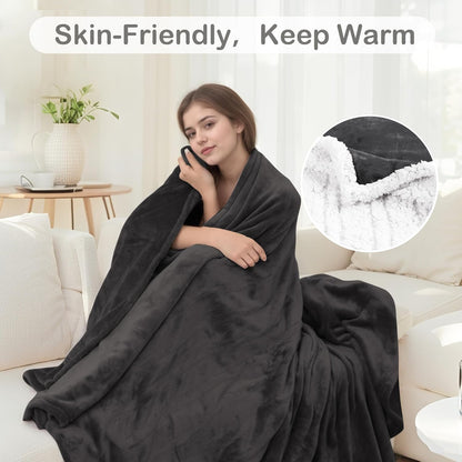 Electric Throw Heated Blanket 50'' x 60''- Soft Plush Flannel Heating Blanket